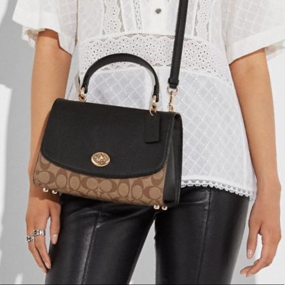 Coach Bags Coach Tilly Top Handle Satchel In Brown Black Poshmark